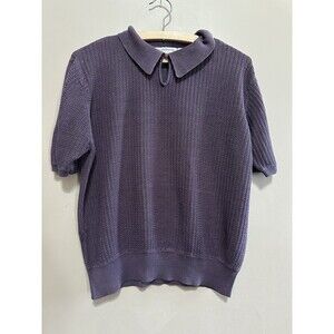 Liz Claiborne Vtg Women's Large 100% Silk Purple Soft Sweater Top Classy Preppy